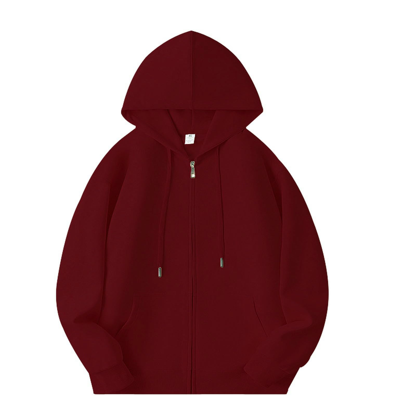Bluza damska Hua Cotton Full Zip Hoodie z długim rękawem stringi -bluza z kapturem z kieszeniami-szary-konopny-M (100-115 Jin)