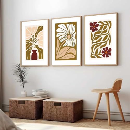 Image of HOTHOUSE Boho Art Home Decoration Painting | Paintings With Frame For Living Room Bed Room Hotel Wall Decor Digital Reprint Set of 3 (19X25 inch)