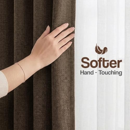 Image of FRESH FROM LOOM Jute Light Block 10 ft Curtain | 10 ft Door Non-Ring Curtains | S-Wave Pleat | | Non-Ring Curtains | S-Wave Pleat | Door parda | Parde (Size - 10ft, Coffee, 2pc)
