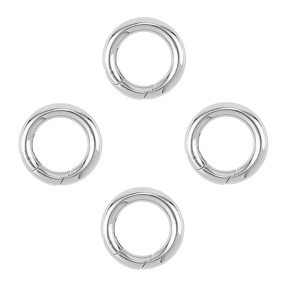 Ancllo Silver 20Pcs Alloy Spring Ring Round Carabiner Snap Clip Trigger Spring Keyring Buckle Diy Organizing Accessory For Handbag Purse Shoulder Strap, 17Mm