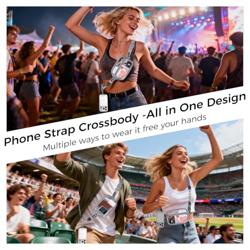 Image of Tiostep Clip and Go Strap for Phone with Wallet Crossbody Phone Lanyard and Detachable 4.5 x 6.5 Small Clear Bag for Stadium Events and Concert