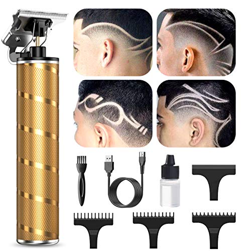 Image of TKTK Hair Trimmer, TKTK Pro Hair s, T-Blade Outliner Hair Trimmer Low Noise s for Men Rechargeable Electric Hair Cutting Set with 3 Combs for Professional Barbershop Use (Golden)