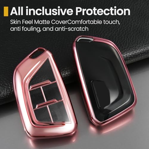 Image of Key Fob Cover for Cadillac, Pink PU Braided Loop