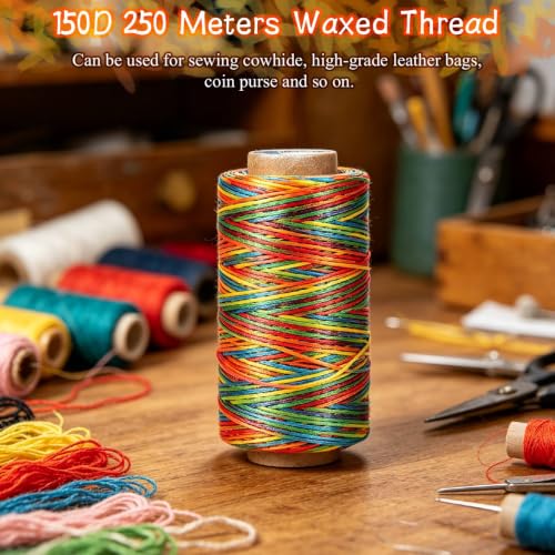 Hilo encerado para coser cuero, 1 mm, 250 m, poliéster miniatura 2