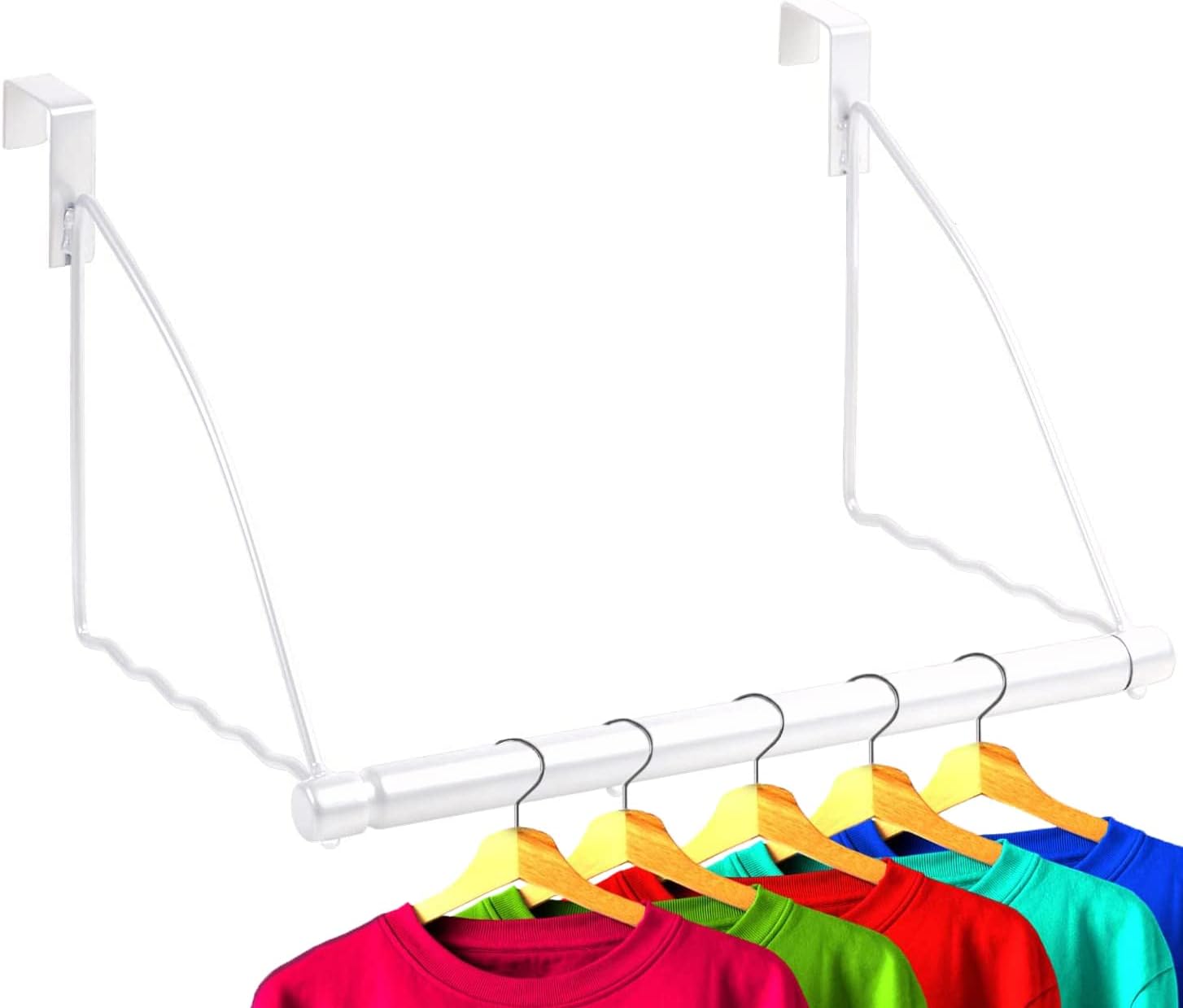 HOLDN’ STORAGE Over The Door Hanger - Door Rack Hangers for Clothes - Space Saving Designed for Bedroom & Bathroom - Ideal for Clothes & Towels - Drying Rack, White