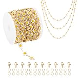 YOUBEIYEE Cadenas de margaritas blancas de 16.4 pies para hacer joyas, cadenas de latón chapado en oro a granel para mujeres, collares, pulseras, bricolaje, joyería, rollo de cadena