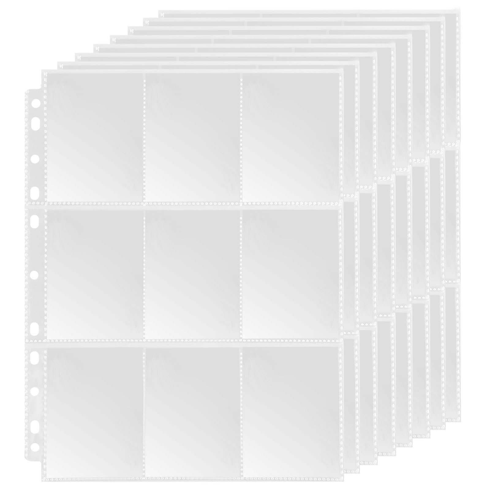 50 Sheet Trading Card Sleeves 9-Pocket Double-Sided Transparent Game Card Sleeves Holder Card Storage Wallets Trading Card Album Pages, 900 Pockets