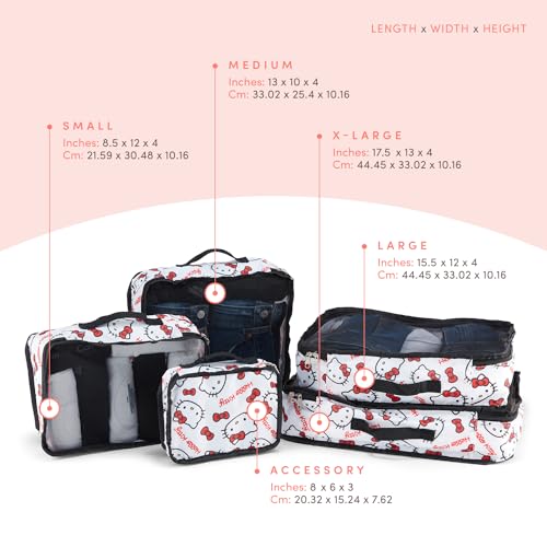 Sanrio's Hello Kitty Packing Cubes - 5 Piece Packing Cube Bags - Travel Essentials - Suitcase Luggage Organizer Set - Hello Kitty and Friends, My Melody, Kerromi, Kerropi, Badtz-Maru (Hello Kitty)2