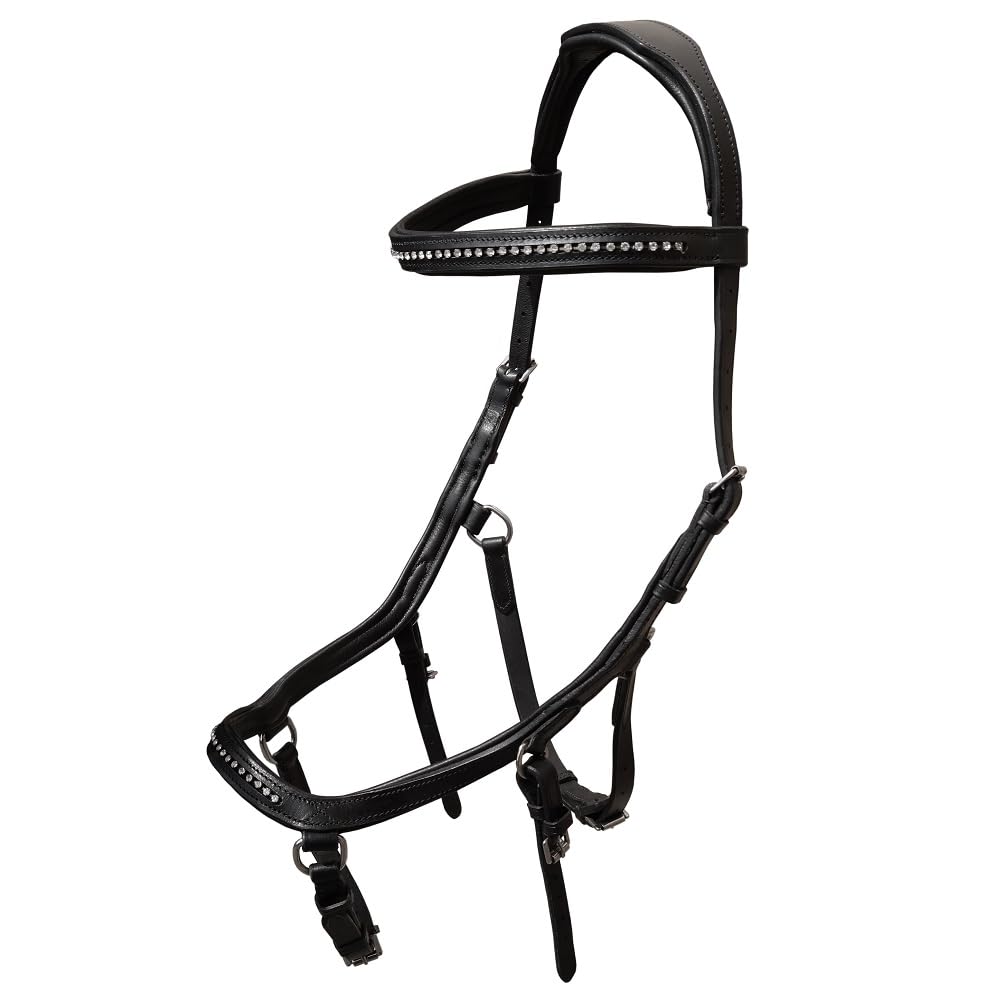 Brama West Briglia anatomica per cavalli in pelle bovina con strass, misura Cob