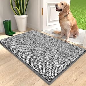 anllugs Door Mat Indoor 20″ x 32″, Entryway Rug Dirt Trapper Door Mats, Non-Slip Machine Washable TPR Rubber Absorbent Door Mats Great for Entryway Garden Hallway, Grey