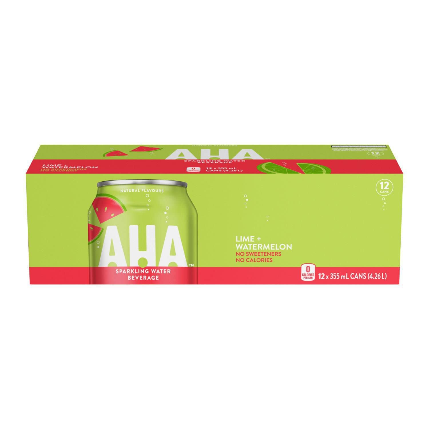 Aha Lime Watermelon Fridge Pack Cans, 355 mL, 12 Pack