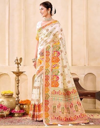 Image of SIRIL Women's Banarasi Silk Jacquard Zari Work Saree With Unstitched Blouse Piece