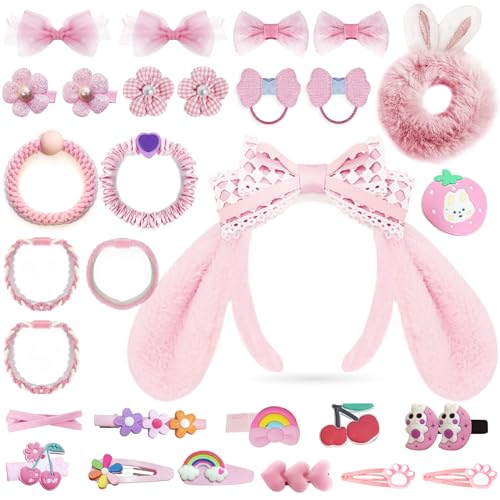 Headband Cute hair accessory set Cute headbandVarious Styles of pink hair clips hair cords Hair TiesPlush hair loop