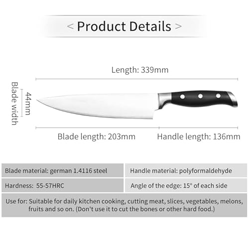 Lujack Ultra Sharp 8 Inch Professional Chef Knife Cooking Knife - Carbon Stainless Steel Kitchen Knife With Sheath And Ergonomic Handle - Chopping Knife For Professional #TOP3