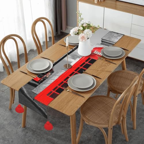 Chemin de table rétro imprimé téléphone londonien nappe table fête