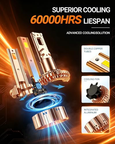 Image of SEALIGHT X6S 9005 /HB3 9006 /HB4 Bulbs Combo, 900% 80000LM Ultra-Bright 9006 9005 Powersports Headlights, 60000+ Hrs HB3 HB4 Lighting Bulb with Cooling Fan, Easy Plug and Play, Pack of 4