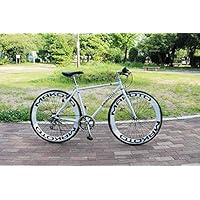 MAKOTO クロスバイク ホワイト 大径ホイール Amazon | クロスバイク 自転車 シマノ製6段変速 レボシフター