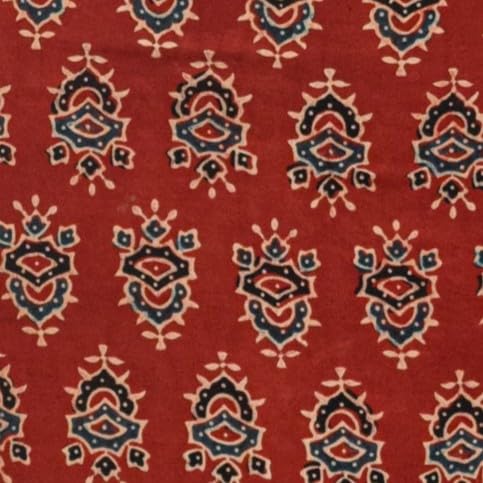 Image of Ethnics of Kutch Women's Ajrakh Modal Silk Natural Dye Hand Block Print Unstitched Kurta Fabric (For Lenght - Refer Bullet Point Below)