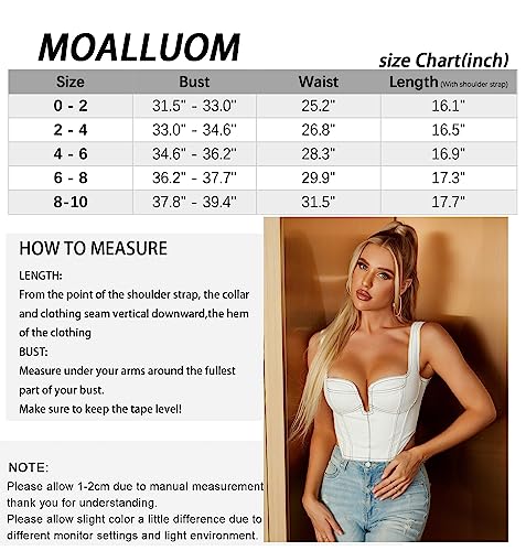 Moalluom Deep V Neck Sleeveless Corset Crop Top Bustier Y2K Denim Zip Back Coconut Girl Cottagecore Aesthetic For Women (Brown, 0-2) #TOP4