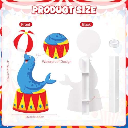 Image of Qunclay 4ft Circus Sea Lion Cardboard Cutout Carnival Party Decoration Life Size Sea Lion Photo Booth Prop Stand up Display Backdrop Decor for Carnival Birthday Party Supplies