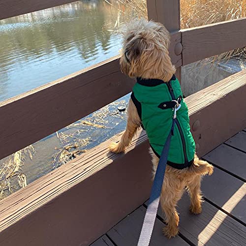 Image of Gooby Fashion Vest Dog Jacket, Green, X-Large | Quilted bomber, water-resistant; Stretch knit bottom; Dual D-ring leash; Pain-free zipper guard; Warm