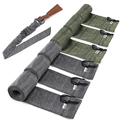 Gun Sock 6 Pcs, Silicone Treated Knit 52 x 4.5 Inches Gun Socks for Rifles and Shotguns, Thick Elastic Design Hunting and Shooting Holder Socks for Gun Storage, Perfect for Father Day Gifts
