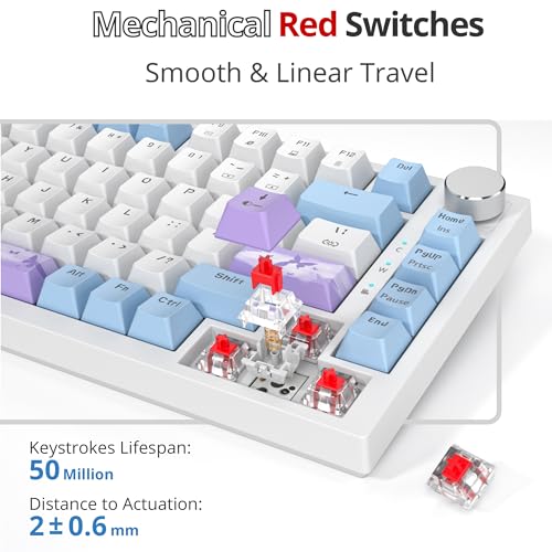 Image of Fogruaden Wired Gaming Keyboard 75 Percent, Hot Swappable, Gasket Mount Creamy Mechanical Keyboard with Knob, Linear Red Switch, RGB Backlit, Sound Absorbing Pads, NKRO Compact TKL Custom Keyboard