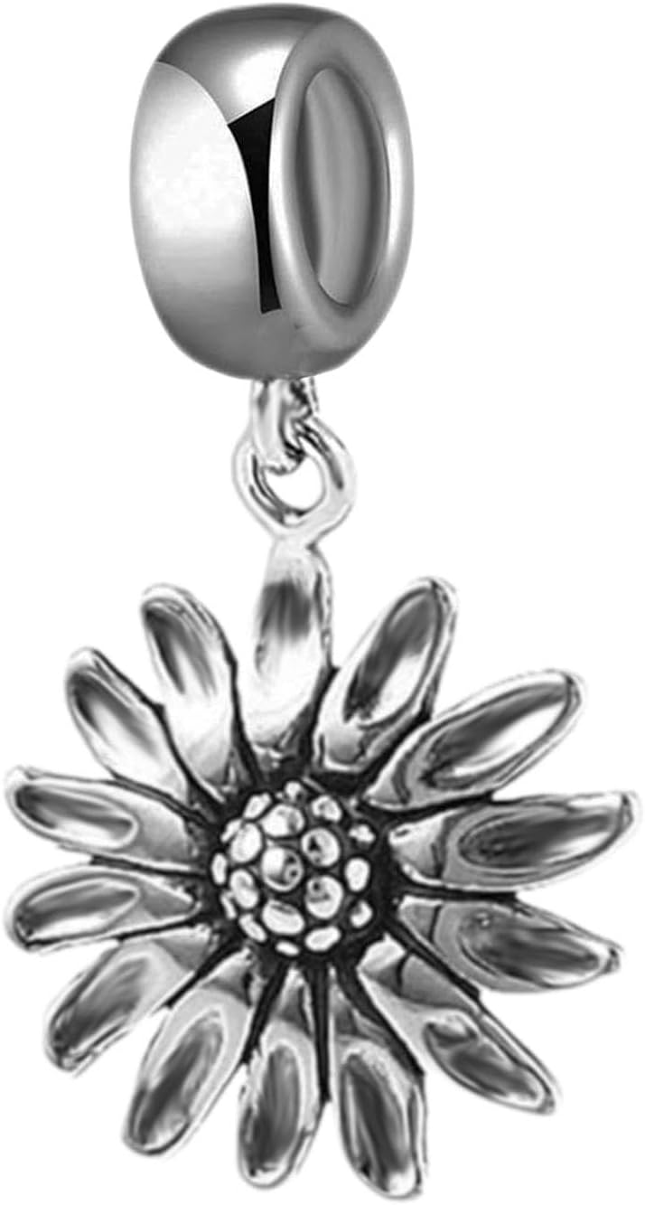 Sunflower Charm 925 Sterling Silver Sun Flower Charm Birthday Charm Anniversary Charm for Pandora Charms Bracelet