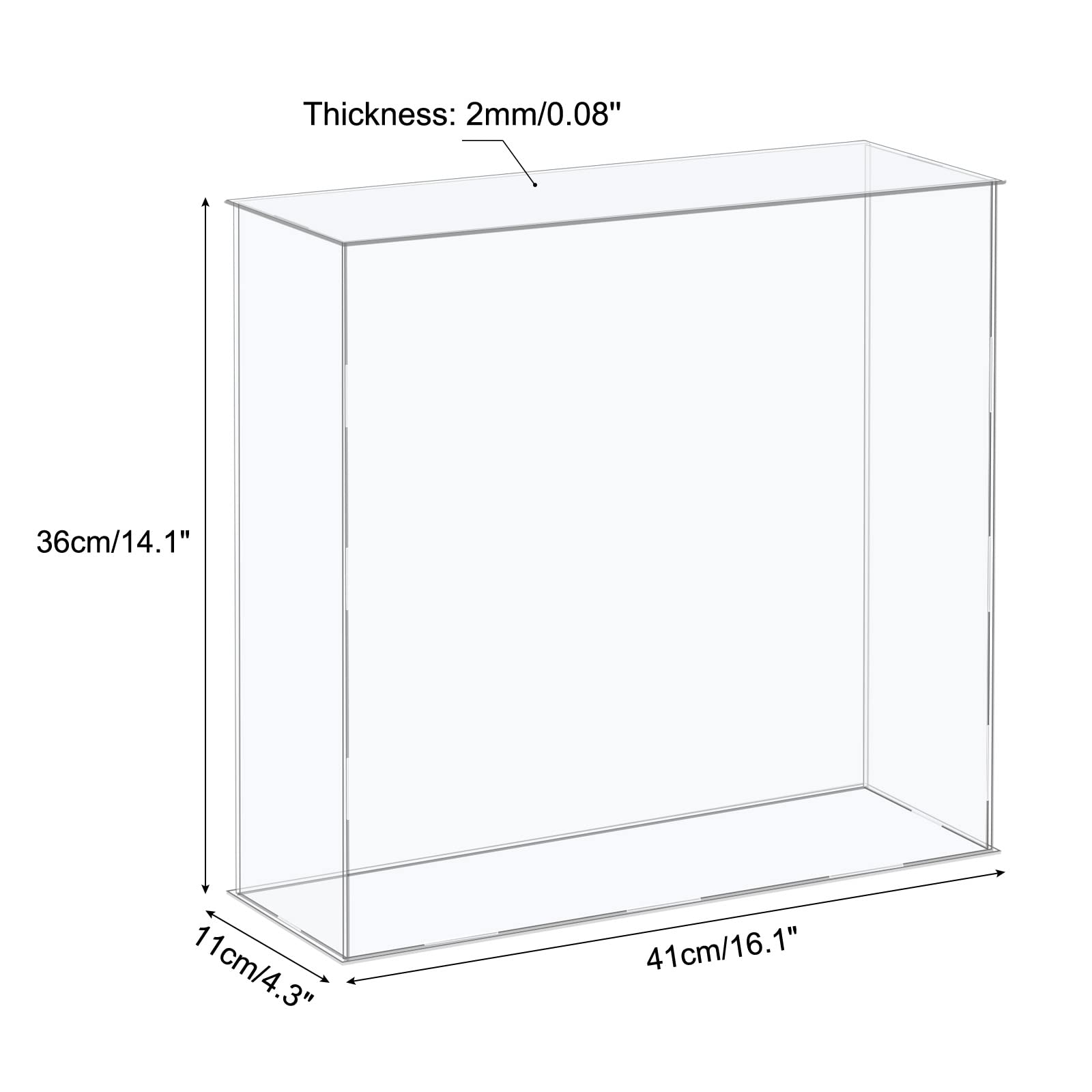 MECCANIXITY Acrylic Display Case Plastic Box Cube Storage Box Clear Assemble Showcase 16.1x4.3x14.1 Inch for Collectibles