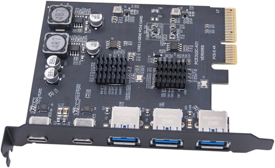 5 Port USB PCIE Expansion Card USB3.0 Port 10Gbps for Desktops PCIExpress USB Adapter Card