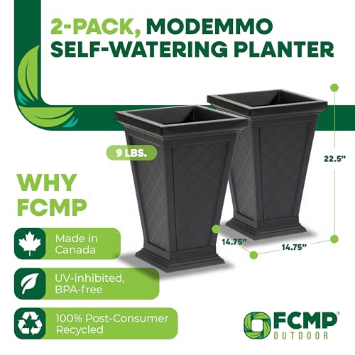 Image of FCMP Outdoor - Modemmo Argyle Self-Watering Planter (2 Pack), Black