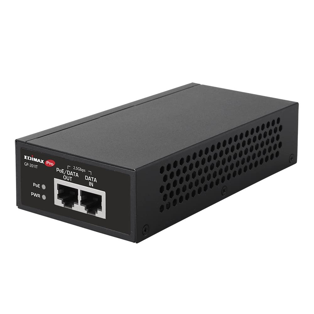 Edimax Pro Gigabit PoE+ 30W Injector Adapter, 2.5 Gbps, Adds Power to PoE Powered Device (PD) for up to 100 Meters (328ft), Powers IP Cameras, IP Phones, Digital Signage and More, GP-201IT
