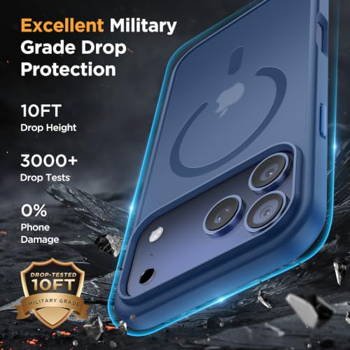 Image of Miracase Magnetic for iPhone 17 Pro Case 6.3 inch with Screen Protector, [Compatible with MagSafe] Military-Grade Protection, Anti-Fingerprint, Slim Thin Phone Case for 17 Pro Cover, Glass Blue