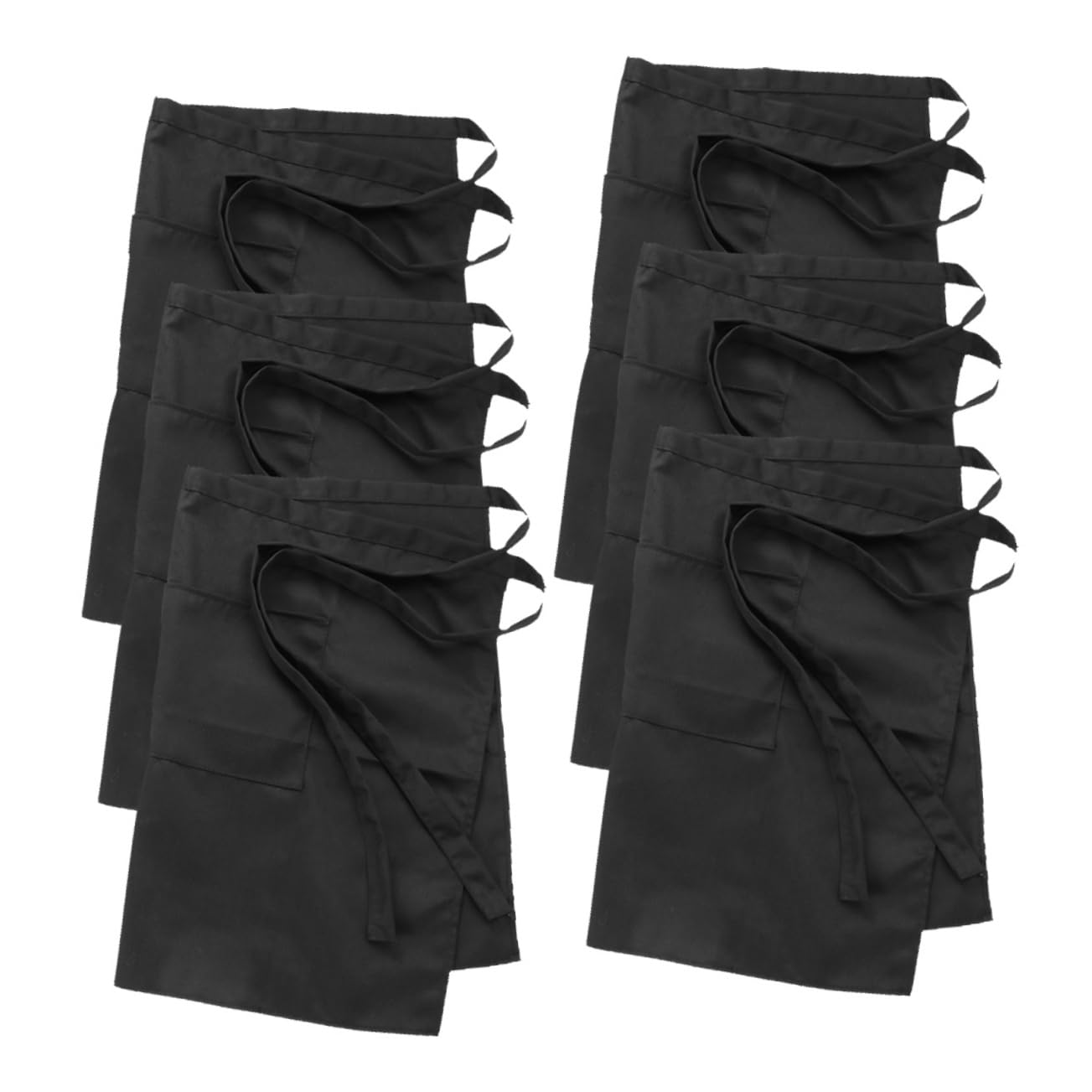 Mipcase 6 Piezas Delantal Corto de Cintura para Cocina con Algodón Poliéster Resistente Manchas para Camareras Chefs y Uso Restaurante Bar Bistró