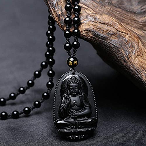 Black Obsidian Necklace Lucky Amulet Protection Pendant with Extended Bead Chain Healing Crystal Stone Talisman Necklaces Jewelry3