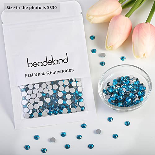 Image of Beadsland Flat Back Crystal Rhinestones, Indicolite, SS30, 576pcs | Flatback Glass Gems, 6.3-6.5mm, for Nail Art Craft, Glue Fix