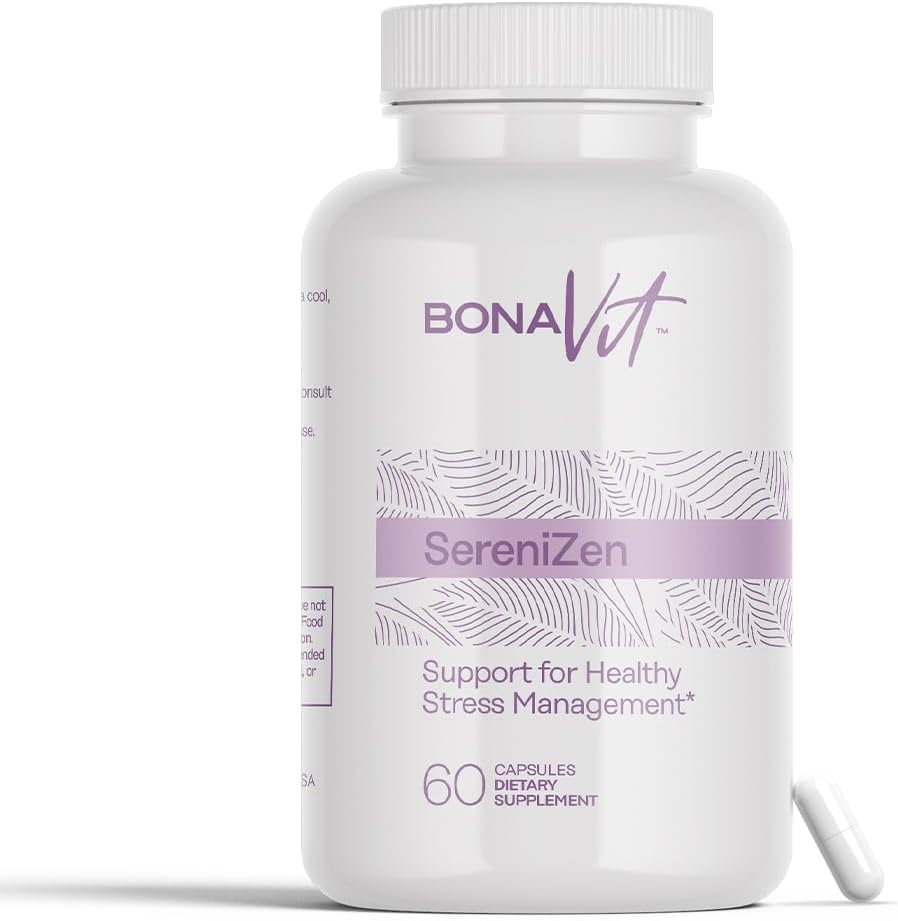 Natural Anti-Stress Dietary Supplement - 60 Capsules - GABA 550 mg and L-Theanine Suntheanine 200 mg - No Stimulants or Additives - Vegan and Non-GMO SereniZen