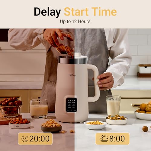 Bear 8 in 1 Nut Milk Maker Machine, 40oz/1.2L Soy Milk Maker with Self Clean/12H Delay/6H Keep Warm, One Touch Alomnd Milk Maker for Homemade Oat, Soup, Juice, Plant Based and Non Dairy Beverages image 4