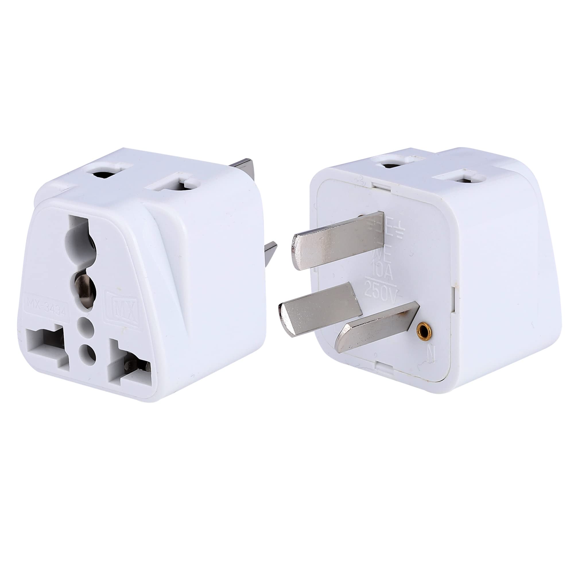 MX Universal Travel Adapter (Type I) India to Australia, China, New Zealand & More 2 in 1 Conversion Plug for Home and Official use - White, Pack 2-picture-24