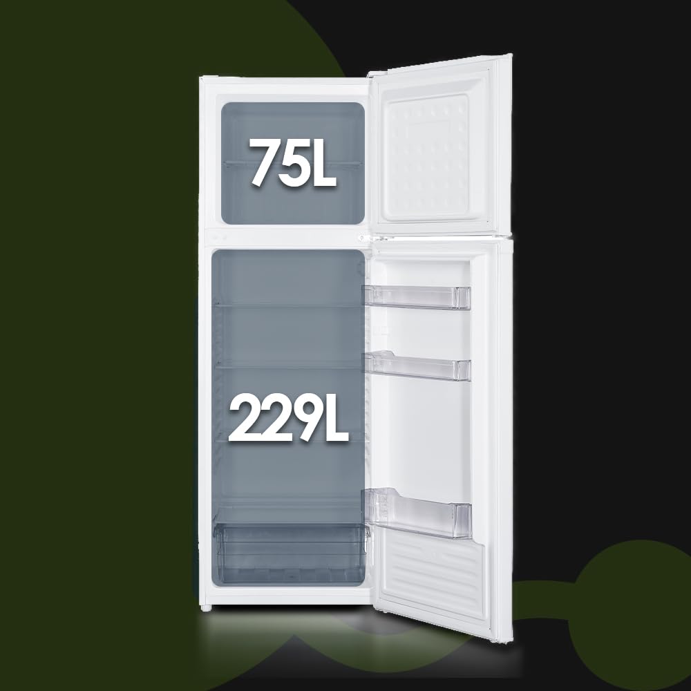 Aspes Refrigerador Blanco, 2 Puertas. AF17601E, Capacidad 304 Litros, Cíclico, Motor Universal, 70 dB, Puerta Reversible, Apertura Tipo Uñero, Clasificación Energética E