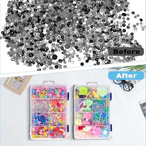 Lyhsens 3 Stk. 8 Raster Transparente, stapelbare Aufbewahrungsboxen aus Kunststoff mit verstellbaren Fächern für Schmuck, Perlen, Ohrringe, Nähzubehör