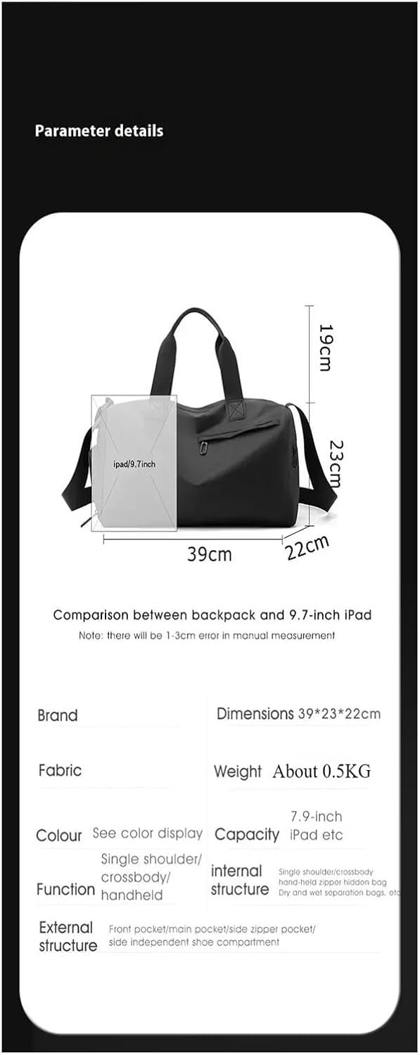 Fitness-Reisetasche – großes Fassungsvermögen, wasserdichtes Oxford-Gewebe, Reißverschluss, Gepäck für Sport und Outdoor-Aktivitäten, blau
