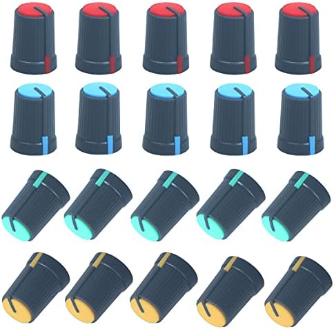 20pcs Colors 6mm D Axis Potentiometer Control Knobs for Electric Guitar Volume Tone Knobs (Dark Gray - D Axis)