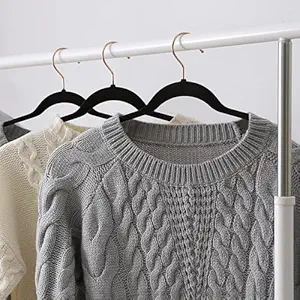 Kuber IndustriesVelvet Cloth Hanger Set of 30 With Chromed Plated Steel Hook (Black)