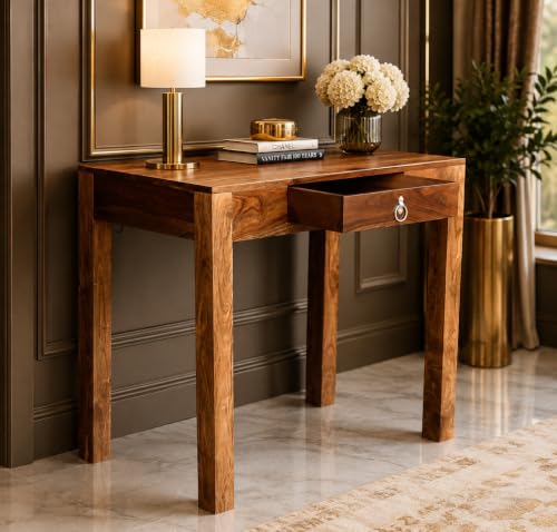 Image of Sheesham Wood Writing Computer & Study Table for Home and Office Furniture (Warm Chestnut) (Study Table)
