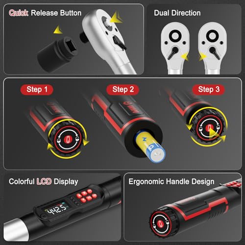 Image of VANPO Digital Torque Wrench 3 /4-Inch 22.1-442.5 Ft-Lb, for Trucks | 30-600Nm, ±2% Accuracy Heavy-Duty Electronic Torque Wrench with Triple Alert, Preset Memory for Heavy Automotive & Equipment
