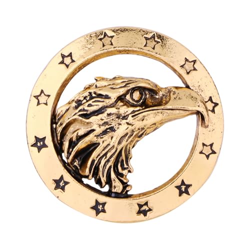 Image of HETICA Vintage Brooch - Gold Eagle Pentagram Round Fashion Brooch for Men Women