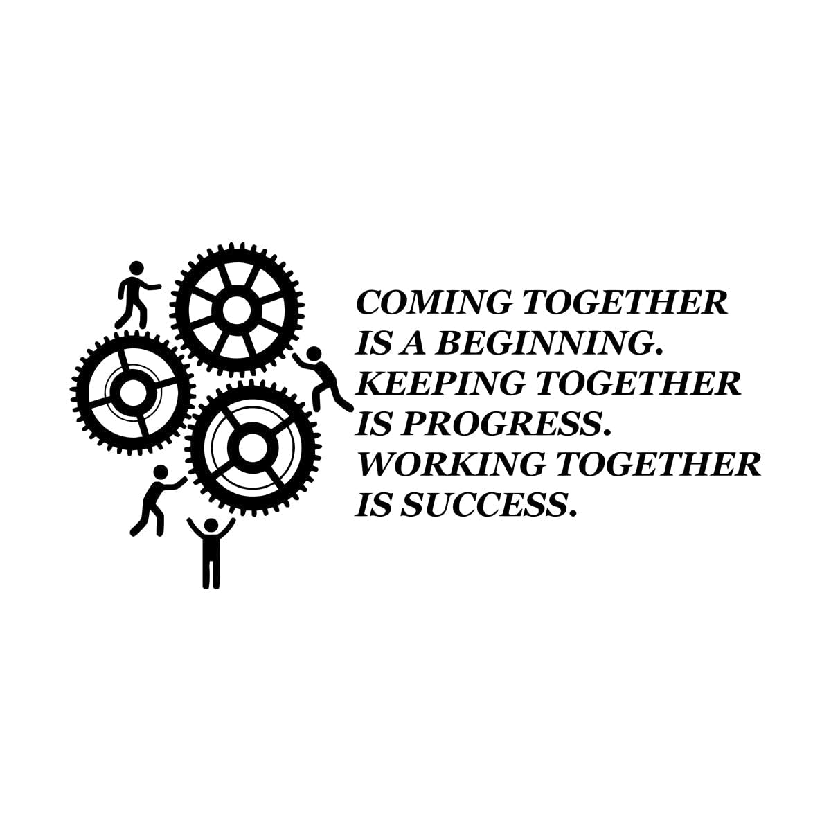 Team Cooperation Vinyl Wall Decal Quote Teamwork Office Motivation Gears Wall Stickers for Office Decor Murals Large - 46x91cm — image 1
