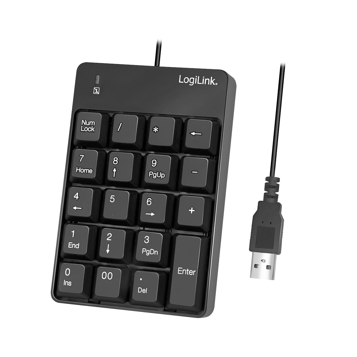 LogiLink ID0184 Teclado numérico Adicional con USB con indicador LED de Actividad, Color Negro