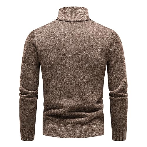 Men's Oversized Quarter Zipper Sweater Turtleneck Rib Knit Pullover Fall Winter Basic Thick Jumper Tops3
